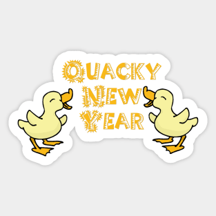 Quacky New Year Yellow Ducks Sticker